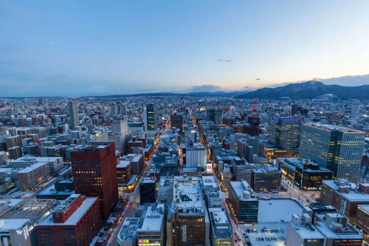 Vue aérienne de Sapporo en hiver, Hokkaido